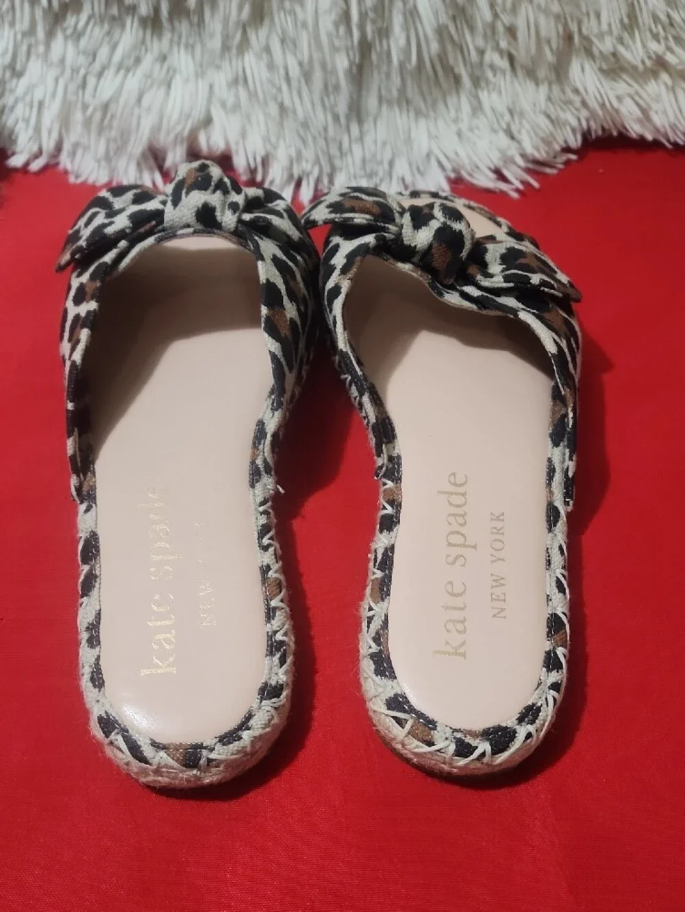Kate Spade Saltie Shore Espadrille leopard print Slide Sandal/Brown and Black